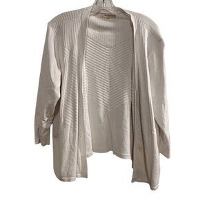 Retrology‎ Women's Open Cardigan Sweater XL Ivory Ribbed Lightweight Casual